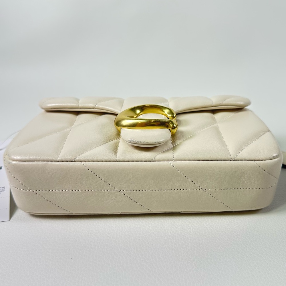 NEW COACH TABBY CROSSBODY WRISTLET LEATHER WOMENS BAG CHALK/WHITE - Picture 5 of 14